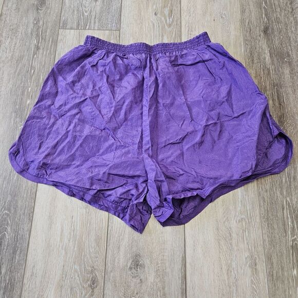 Vintage Made In Usa Running Shorts Hotpants Size Large Purple Windbreaker Lined - Picture 1 of 7